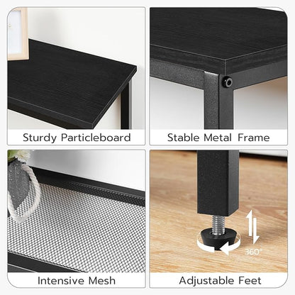 HOOBRO 29.5" Narrow Console Table, 3 Tier Entryway Table with Shelves, Thin Sofa Table, Behind Couch Table, Display Side Table, for Hallway, Entrance, Living Room, Black BB73XG01