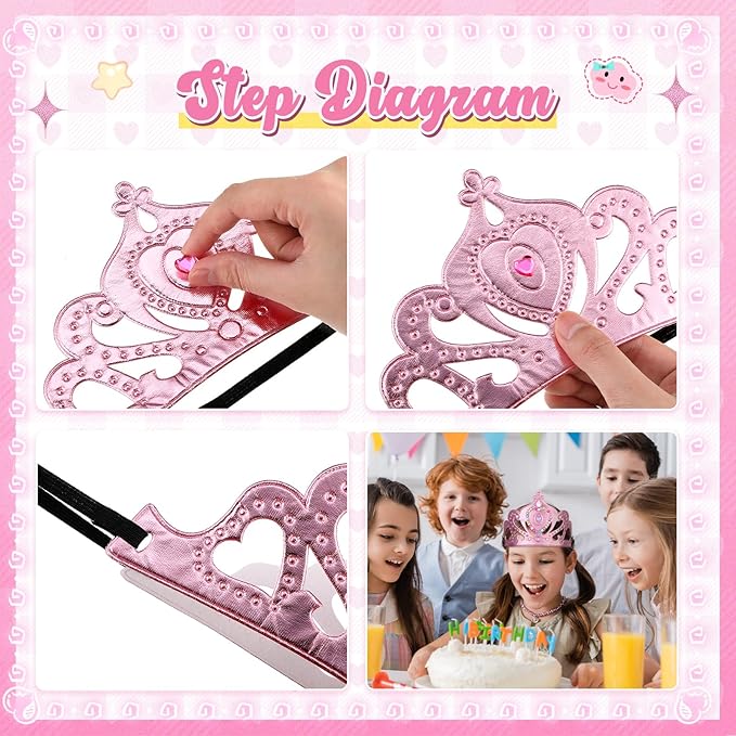 Yaomiao 44 Pcs Foam Crowns for Kids Princess Tiaras Crowns Bulk Diamond Sticker Making Kits for Birthday Party Supplies