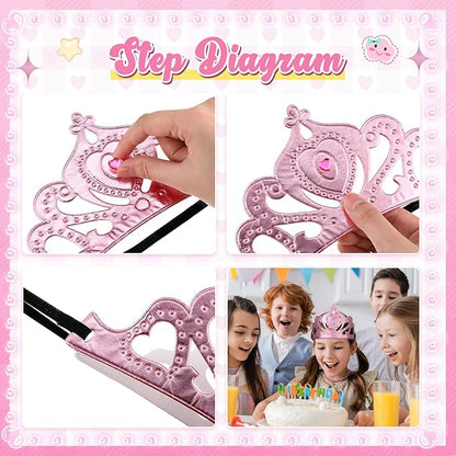 Yaomiao 44 Pcs Foam Crowns for Kids Princess Tiaras Crowns Bulk Diamond Sticker Making Kits for Birthday Party Supplies