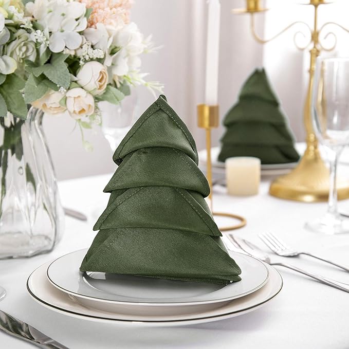 50pcs Polyester Cloth Napkins - 17 x 17 inch Willow Dinner Washable Napkins with Hemmed Edges for Restaurant/Wedding/Hotel(50,Willow)