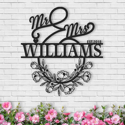 Personalized Anniversary Wedding Gifts for Couples, Custom Metal Sign with Couples Name and Date, Family Name Sign, Metal Art Wall Decor, Home Decor, Engagement Bridal Shower Gifts Color06