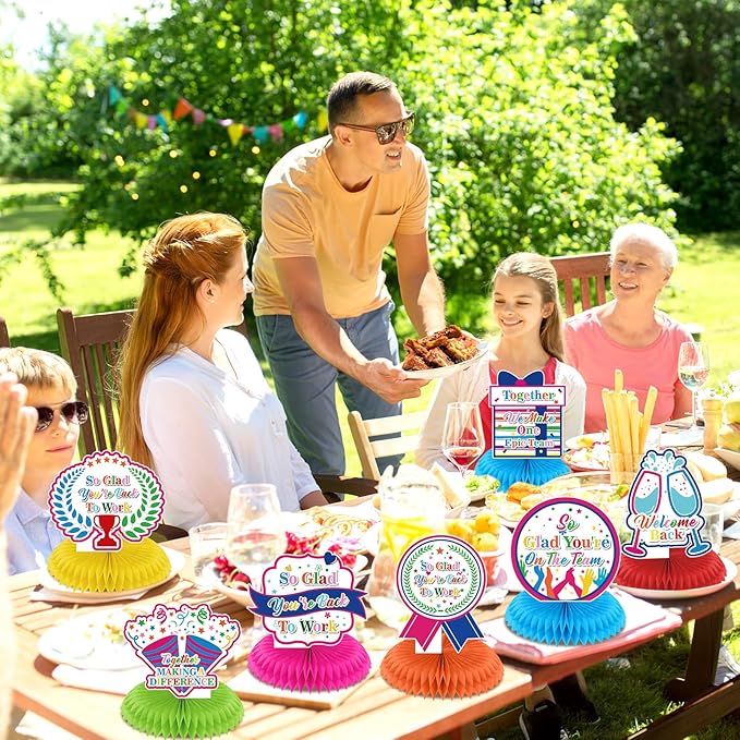 9pcs Colorful Welcome Back to Work Decorations Office Welcome Back to Work Centerpieces for Table So Glad You're on The Team Office Party Decorations Supplies for Employee Anniversary