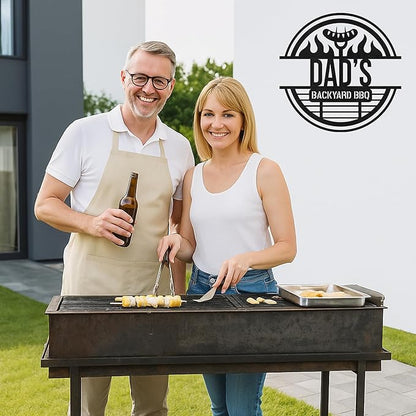 Personalized BBQ Cut Metal Sign, Custom Name Outdoor Grill Wall Art for Patio Kitchen, Backyard Barbecue Decoration