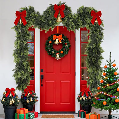 6FT Real Touch Christmas Cedar Garland – Thickness Faux Greenery Garland for Mantel, Fireplace, Table & Doorway | Realistic Indoor Outdoor Holiday Décor (2 Pack)