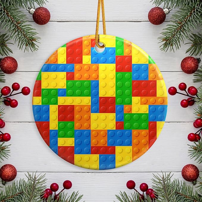 Toy Building Blocks Christmas Ornament 2025 Christmas Ornament Holidays Ornaments Christmas Tree Ornaments Accessories Navidad decoracion Xmas Toy Building Blocks Lovers Gifts for Indoor Outdoor Decor