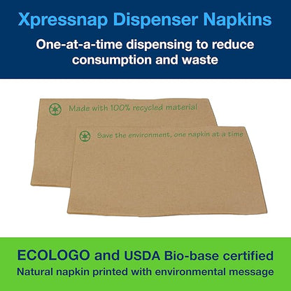 Tork Xpressnap Natural Environmental Print Dispenser Napkin N4, Recycled 1-ply, 8.5" x 13", 12 x 500 napkins, 908EX