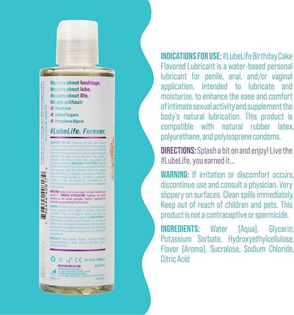 LubeLife Water-Based Birthday Cake Flavored Lubricant, Personal Lube for Men, Women and Couples, Made Without Added Sugar, 8 Fl Oz
