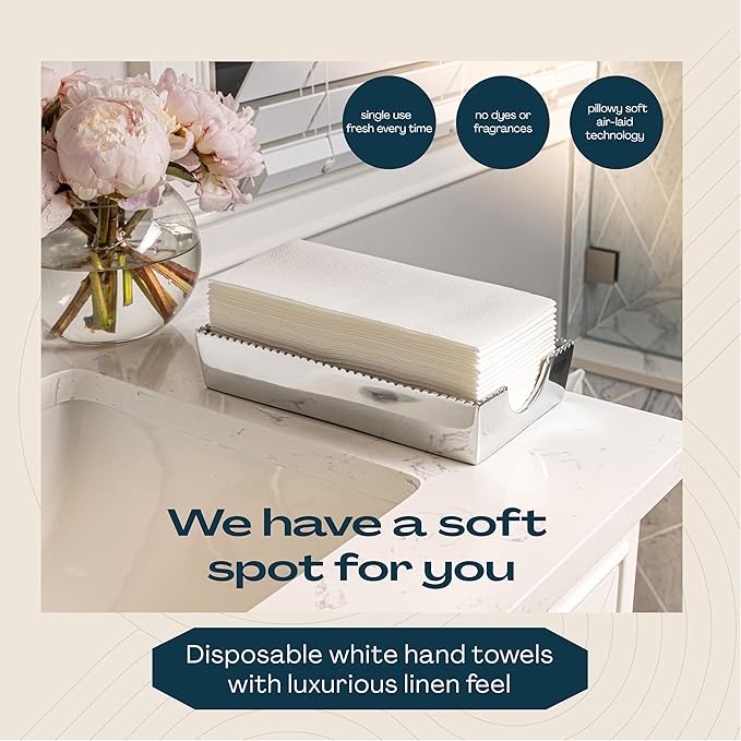 100-Pack Disposable Guest Towel Paper Napkin - 12" x 17" Disposable Cloth-Like Guest Towels - Soft And Absorbent Tissue Paper For Bathroom, Kitchen Or Event
