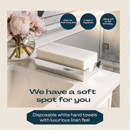 100-Pack Disposable Guest Towel Paper Napkin - 12" x 17" Disposable Cloth-Like Guest Towels - Soft And Absorbent Tissue Paper For Bathroom, Kitchen Or Event