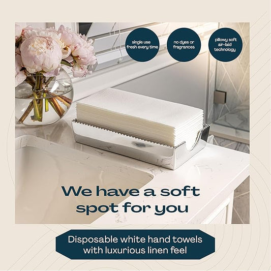 100-Pack Disposable Guest Towel Paper Napkin - 12" x 17" Disposable Cloth-Like Guest Towels - Soft And Absorbent Tissue Paper For Bathroom, Kitchen Or Event