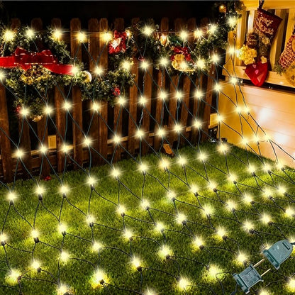 LAMPHOME Led Christmas Net Lights Outdoor Christmas Decorations Lights 150LED 6ftx4ft, Connectable Outdoor Fairy Mesh String Lights for Party, Holiday, Wedding, Tree, Bushes Decorations (Warm White)