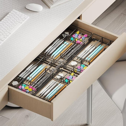 Desk Drawer Organizer Tray, Office Drawer Organizer, Workspace Organizers, Suitable for Tools, Pencils, Office Supplies Storage (Black)