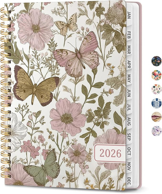 2026 Planner, Weekly and Monthly Planner for Women, Jan 2026 - Dec 2026 Pretty 2026 Calendar Planner with Monthly Tabs, Inner Pocket, Spiral Binding, Perfect for Office Home School - 8.5" x 11", Pastel Floral