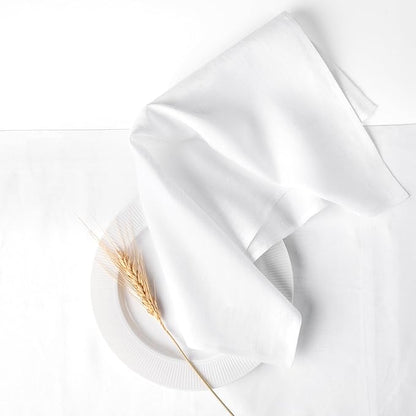 D'Moksha Homes White Linen Napkins 18 x 18 Inch - 100% Pure Linen Cloth Washable Dinner Napkins Set of 4 for Winter, Christmas, Holiday