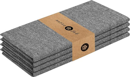 Native Fab Set of 4 Chambray Cloth Napkins - 100% Cotton, 17x17 Inches, Soft, Durable, Washable, Hotel-Quality Dinner Napkins - Reusable Table Linen for Home Dining, Café, Events, Buffet, Black