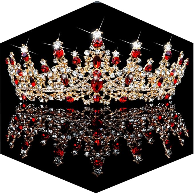 TOBATOBA Red Tiaras and Crowns for Women, Queen of Heart Crown, Crystal Wedding Tiara for Women Royal Queen Crown, Princess Tiara for Bride Headpieces for Birthday Pageant Halloween Costume Cosplay
