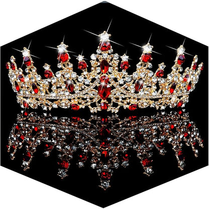 TOBATOBA Red Tiaras and Crowns for Women, Queen of Heart Crown, Crystal Wedding Tiara for Women Royal Queen Crown, Princess Tiara for Bride Headpieces for Birthday Pageant Halloween Costume Cosplay