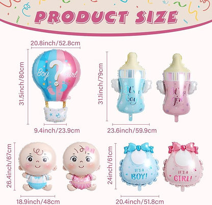 Gender Reveal Decorations, Baby Boy or Girl Gender Reveal Balloon Set Includes Pink and Blue Foil Balloons for Baby Shower Decorations Baby Party Supplies 7 Pcs