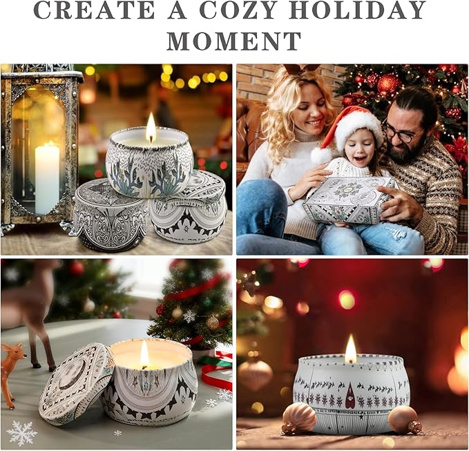 Mystical Scented Candle Gift Set, 6 Large 5.5 oz Celestial Metal Jars with Zodiac Designs, Long-Lasting Aromatherapy Scents, Holiday & Christmas Gift Set for Women