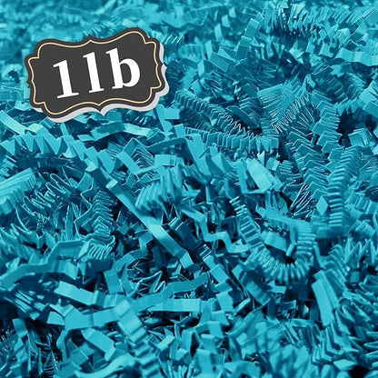 ZEBMOON 1 LB Lake Blue Crinkle Cut Paper Shred Filler Great for Gift Wrapping, Basket Filling, Birthday, Wedding, Halloween, Thanksgiving, Christmas Day, New Year Party Decorations Filling Supplies