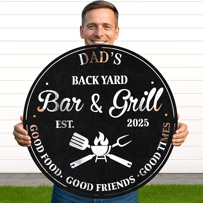 Custom BBQ Ranch Metal Sign, Personalized Grill Name Cut Wall Decor for Farmhouse Patio, Rustic Outdoor Barbecue Gift