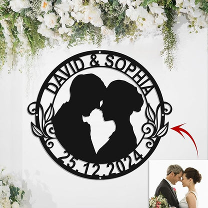 Personalized Home Decoration Metal Couples Name Sign,Valentine's Day Wedding gift bedroom decoration hangings Family Décor
