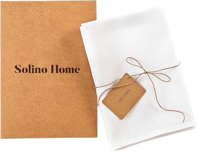 Solino Home White Linen Napkins Set of 4-100% Pure Linen Cloth Washable Dinner Napkins 20 x 20 Inch for Fall, Autumn, Winter, Christmas, Holiday, New Year - Fete
