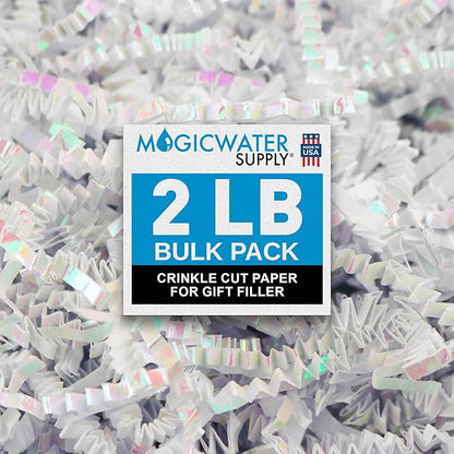 MagicWater Crinkle Cut Paper for Gift Baskets - 2LB - Diamond White - Perfect for Shredded Paper Filler, Basket Filler, Gift Boxes, Bridesmaid Gifts,Christmas Stuffers & More – Ideal for All Occasions