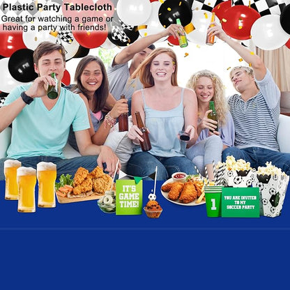 WNINK 2 Pack Royal Blue Tablecloths Disposable Table Covers 54" x 108" Table Cloths for BBQ Birthday Picnic Bridal Shower Wedding Plastic Table Cloths for Parties Fits 6 to 8 Foot Rectangle Tables