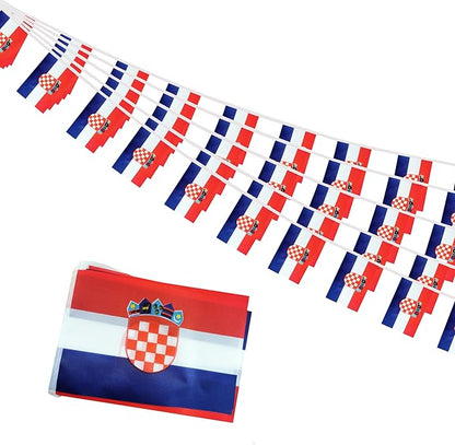 Croatia Small String Flags, 50 Feet 38 Pcs Croatian Pennant Banner Bunting Flags, Patriotic Events, Independence Day, Country Festival, Commemoration, Decorations (Croatia)