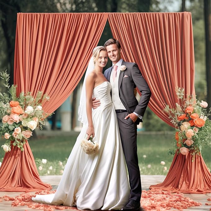 10x10 Rust Backdrop Curtain for Parties Wedding Wrinkle Free Red Photo Curtains Backdrop Drapes Fabric Decoration for Birthday Party Baby Shower Christmas 5ft x 10ft,2 Panels