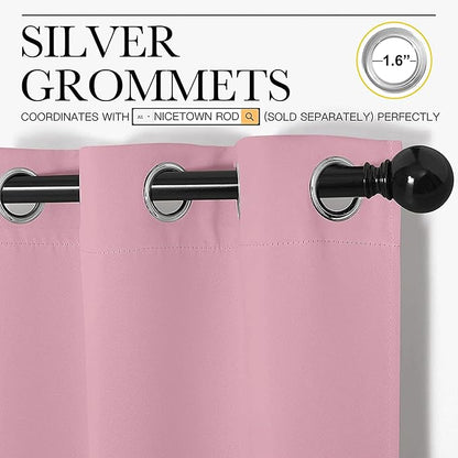 NICETOWN Patio Glass Door Blackout Curtains for Bedroom/Living Room, Privacy Panel Drapes for Dining Room and Guest Room (Crystal Pink, 42 inches Wide x 95 inches Long, 1 Pair)