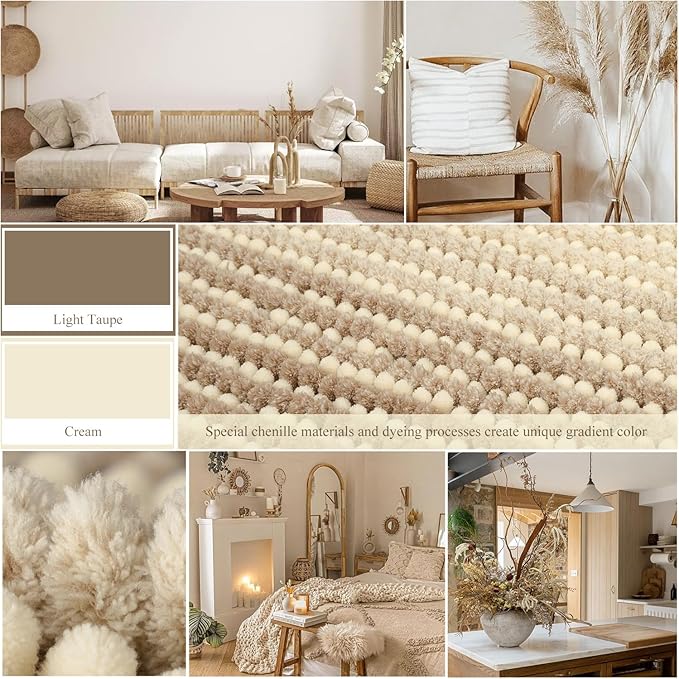 BSICPRO Bath Mat Rug for Bathroom Non Slip 17 x 24 Inches Water Absorbent Chenille Floor Mats Machine Washable (Tan)