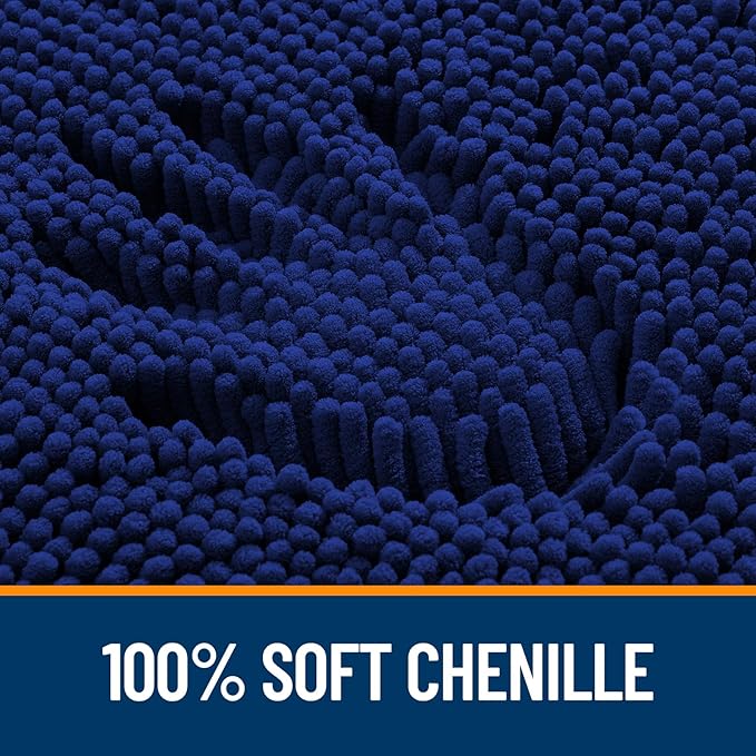 OLANLY Toilet Rugs U-Shaped 20x20, Extra Soft Absorbent Chenille Contour Bathroom Rugs for Toilet, Dry Quickly, Machine Washable, Non-Slip Bath Mat, Navy