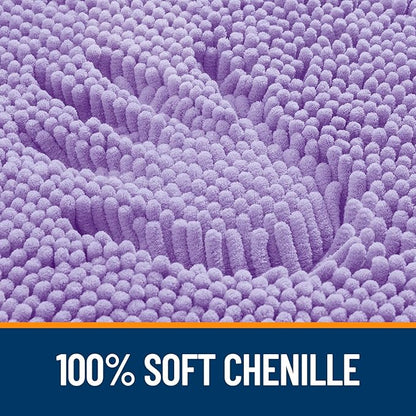 OLANLY Bathroom Rugs 47x17, Extra Soft Absorbent Chenille Bath Rugs, Rubber Backing Quick Dry, Machine Washable Bath Mats for Bathroom Floor, Tub and Shower, Home Decor Accessories, Lavender