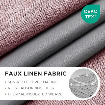 Joydeco Blackout Curtains 63 Inches Long 2 Panels Burg, Room Darkening Curtains for Bedroom, 100% Black Out Textured Thermal Drapes Privacy Protection 2 Panels Set(W52 x L63 Inch, Pink)