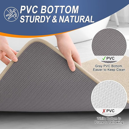 OLANLY Thick Memory Foam Bath Mat Rug 35x24, Extra Soft Absorbent Bathroom Rug, Quick Dry Bath Mats, Non-Slip, Machine Washable Carpet for Bathroom, Tub and Shower, Home Decor Accessories, Beige