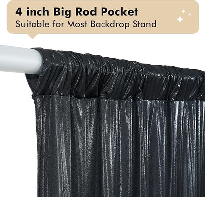 10ftx10ft Shimmer Black Sequin Backdrop Curtain for Parties, Thick Wrinkle Free Glitter Backdrop Drapes Photo Back Drop Curtains for Birthday Wedding Halloween Photography Background-2 Panels 5x10ft