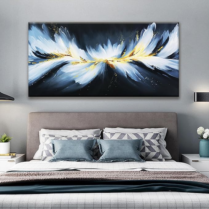 Large Abstract Black And Gold Wall Art For Living Room Modern Decorations Maximalist Canvas Wall Art Decor Prints Artwork Bedroom Kitchen Office Home Wall Decor 29" × 58"