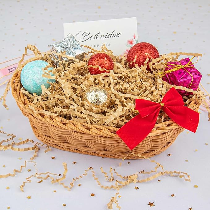 Caleihd 1/2 LB Crinkle Cut Paper Shredded Filler Paper for Gift Baskets Gift Box Confetti Shreds Decoration Stuffing for Birthday, Weddings, Anniversaries, Christmas Wrapping Brown