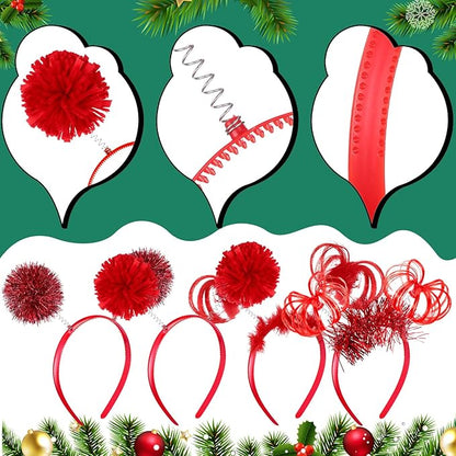 Censen 16 Pcs Pom Pom Headband Party Headbands Tinsel Wrapped Ponytail Head Bopper Costume Headwear Team Spirit Accessories
