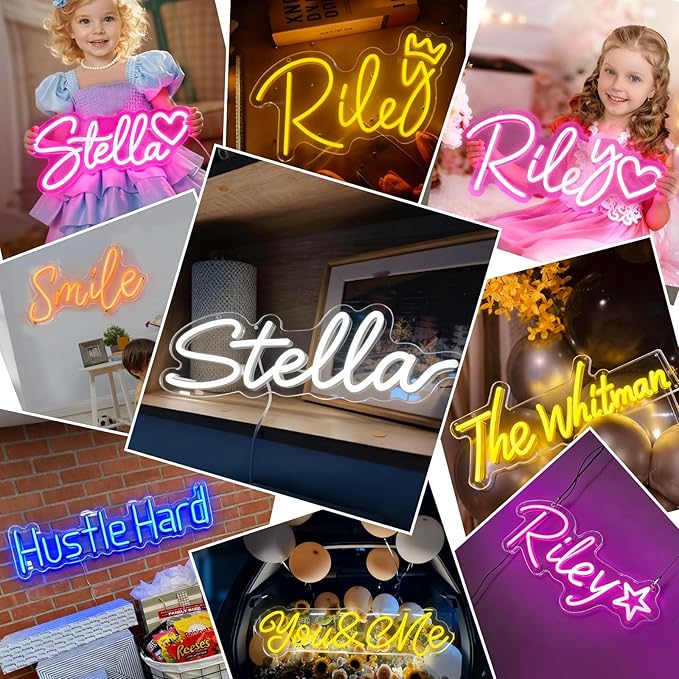 Custom Neon Sign for Wall Decor, Christmas Wall Decorations Personalized Neon Name Sign for Kids Happy Birthday, Customizable Gifts for Wedding Lighted & Neon Sign (Pink)