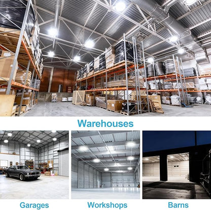 UFO Led High Bay Light 150W 120W 100W Adjustable 5000K 22500LM 1-10V Dimmable High Bay Led Lights ETL Listed US Hook 5' Cable Led High Bay Lighting for Factory Warehouse