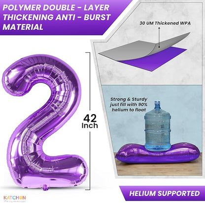 Katchon, Giant Purple 2026 Balloons - 42 Inch | Happy New Year Balloons | 2026 Balloon Numbers | Silver Balloon for New Years Decorations 2026 | NYE Decorations | New Years Eve Party Supplies 2026