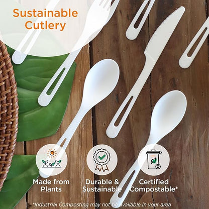 World Centric Compostable Spoon 6" - Made from Plants and Minerals, TPLA - 1000 Pack
