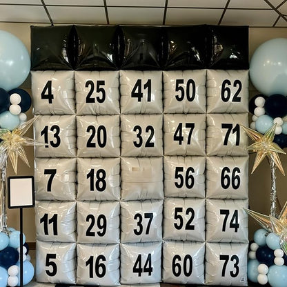 Black and White Square Foil Balloon Wall, 25 PCS Double Sided Checkered Balloons Flat Square Balloon Backdrop for Checkerboard Racing Themed Birthday Party Background Decoration