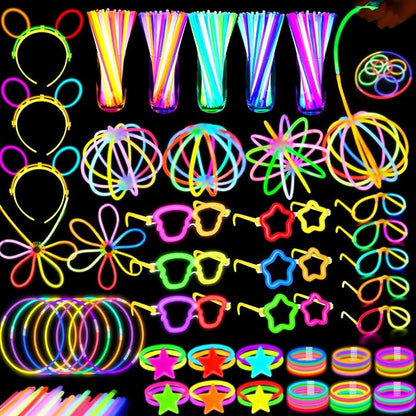 647PCS Glow Sticks, Glow in the Dark Party Favors New Year Eve Christmas Party Supplies for Adults Glow Sticks Bulk & Connectors Light Up Glasses Headbands Bracelets Necklace for Christmas Accessories