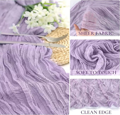 10 Pack Lavender Cheesecloth Table Runner Fall Thanksgiving 10FT Gauze Cheese Cloth Table Runner 35x120 Inch Purple Table Cloth for Wedding Bridal Shower Holiday Sheer Home Decor