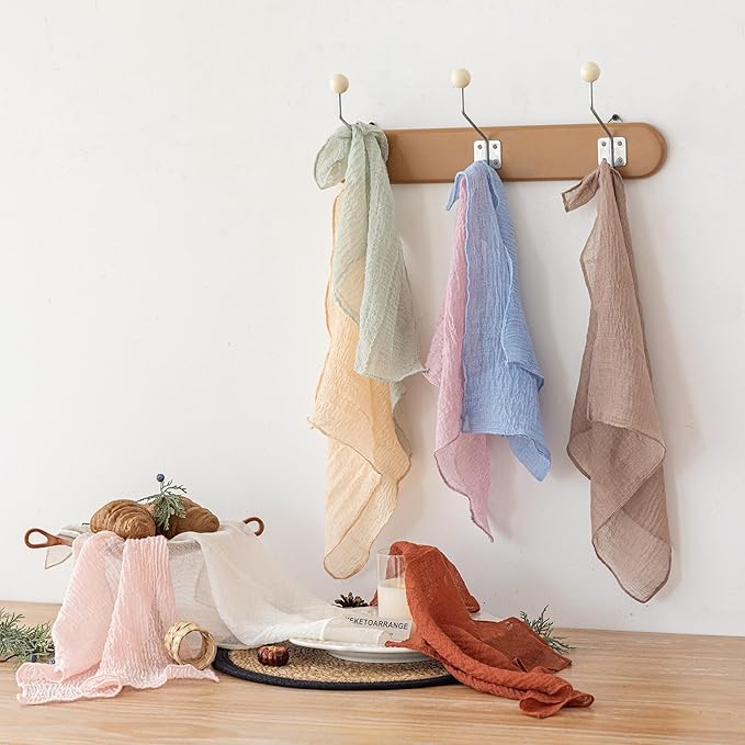Cheesecloth Napkins 17x17 Inches Cloth Napkins Reusable Handmade Washable for Lunch Dinner Wedding Baby Shower Bridal Shower Party Rustic Boho Decorations Bulk Set of 6 Terracotta