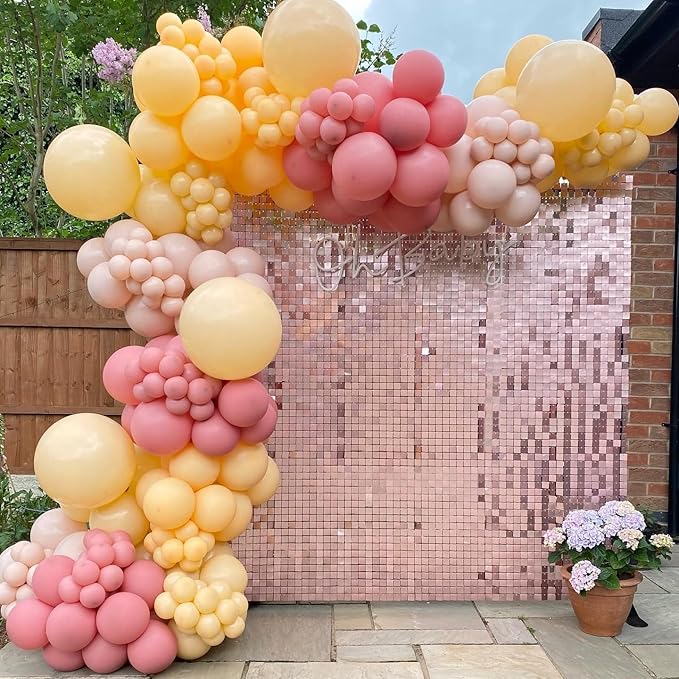 Shimmer Wall Backdrop Matte Pink Square Sequin Wall Panel Backdrop Decor for Wedding, Anniversary, Birthday, Party, 12 Panels